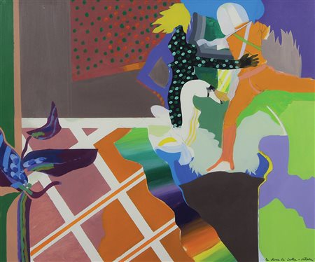 Ortelli Gottardo La Storia di Leda, 1967/1968 acrilico su cartone, cm. 50x60...