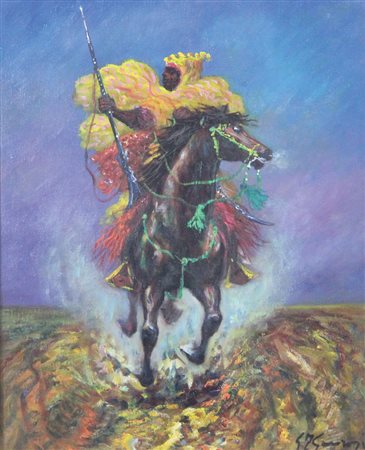Gonzaga Giovan Francesco Cavaliere berbero al galoppo olio su tela, cm. 50x40...
