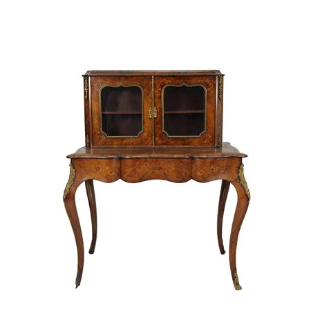 SCRITTOIO CON ALZATA E VETRINA