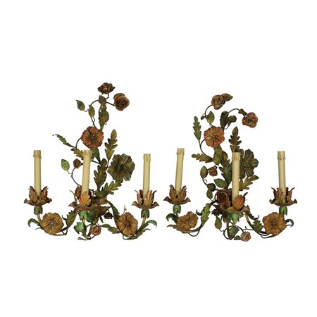 COPPIA DI APPLIQUES A 3 FIAMME 