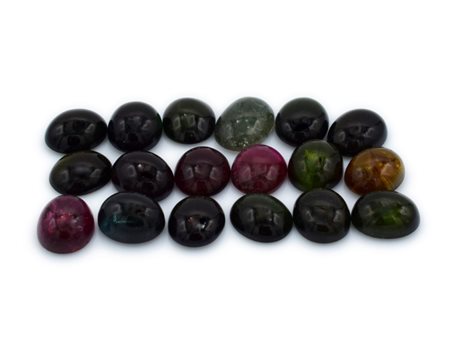 Lotto di tormaline naturali, colori misti, taglio cabochon,forma ovale 10x12