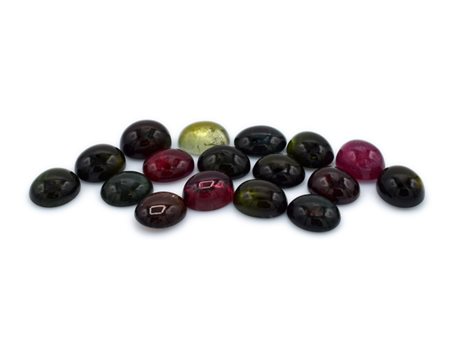 Lotto di tormaline naturali, colori misti, taglio cabochon,forma ovale 10x12