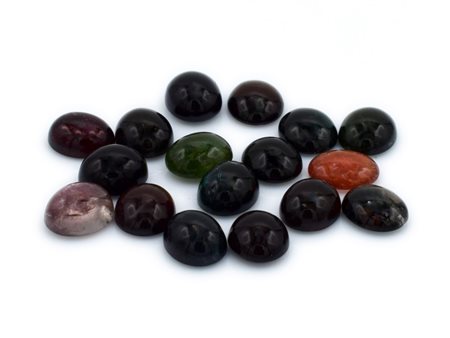 Lotto di tormaline naturali, colori misti, taglio cabochon,forma ovale 10x12