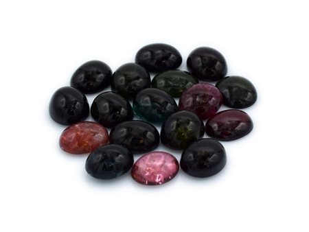 Lotto di tormaline naturali, colori misti, taglio cabochon,forma ovale 10x12