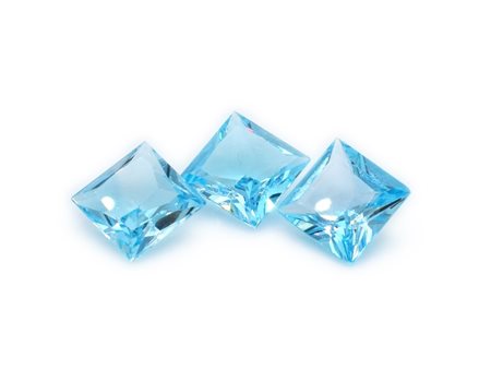 Lotto di topazi blu, forma quadrata