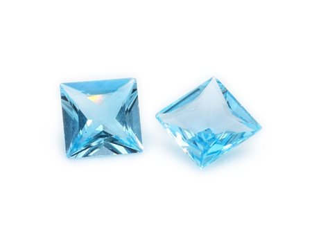 Lotto di topazi blu, forma quadrata