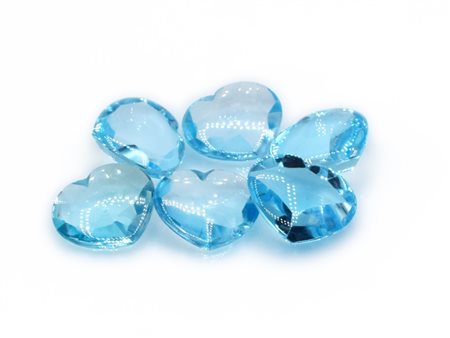 Lotto di topazi blu, forma cuore