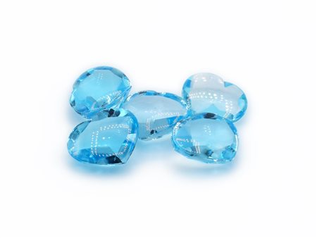 Lotto di topazi blu, forma cuore