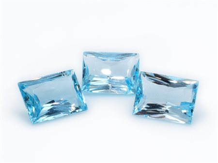 Lotto di topazi blu, forma rettangolare