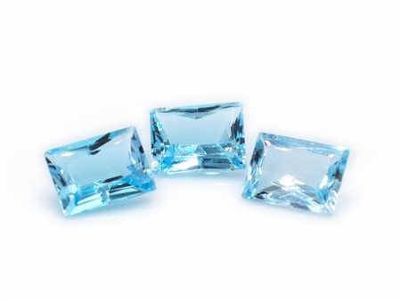 Lotto di topazi blu, forma rettangolare