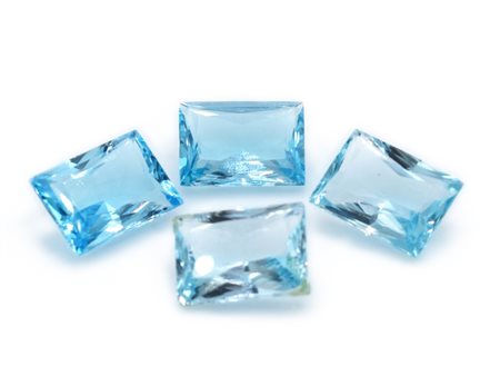 Lotto di topazi blu, forma rettangolare