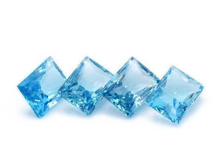 Lotto di topazi blu, forma rettangolare