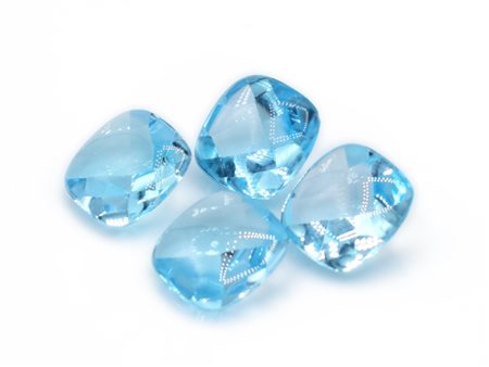 Lotto di topazi blu, taglio cushion