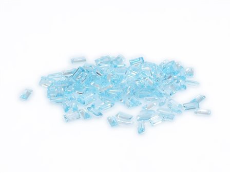 Lotto di topazi blu, taglio baguette