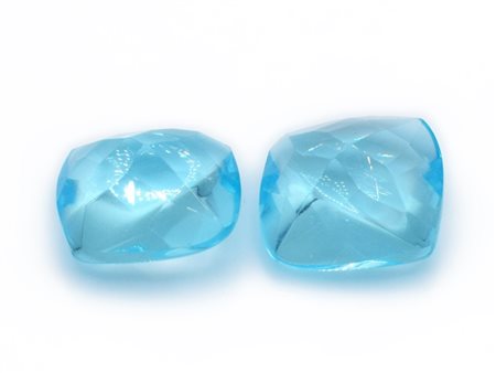 Lotto di topazi blu, forma quadrata