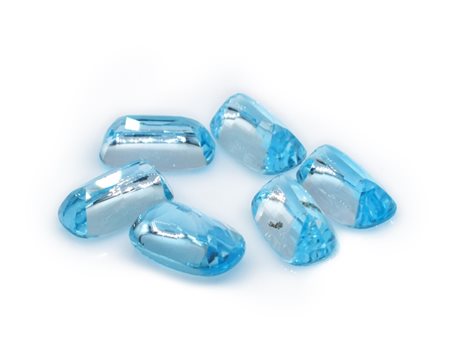 Lotto di topazi blu, forma rettangolare, misure  8x14