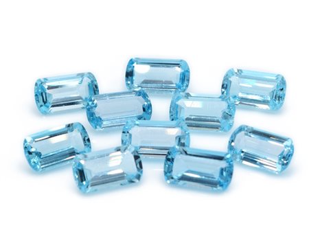 Lotto di topazi blu, forma rettangolare, misure 9x16