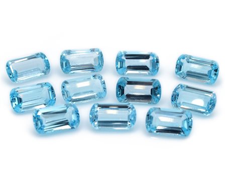 Lotto di topazi blu, forma rettangolare, misure 9x16
