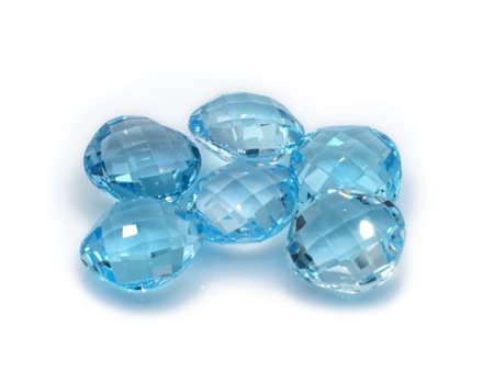 Lotto di topazi blu, forma rettangolare, misure 16x16