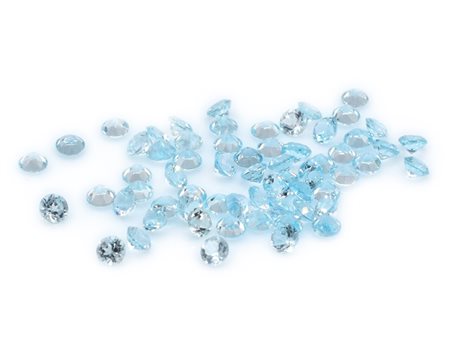 Lotto di topazi blu taglio brillante, misura diametro 4 mm