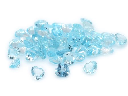 Lotto topazi blu, taglio cuore, misure 5x5 mm
