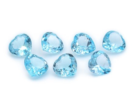 Lotto topazi blu, taglio cuore, misure 10x10 mm