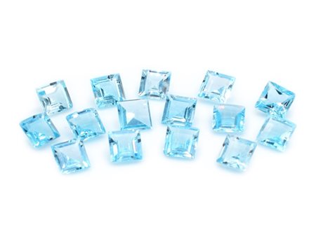 Lotto topazi blu, forma quadrata, misure 10x10