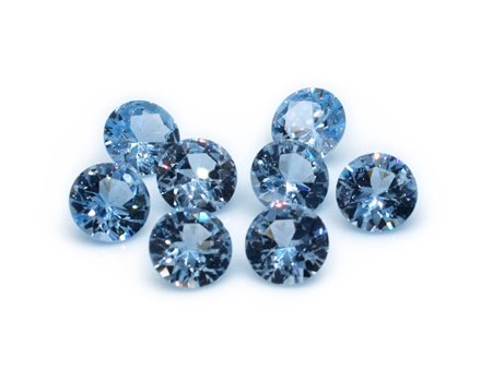 Lotto topazi blu, taglio brillante misura diametro 13 mm