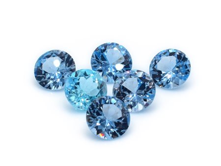 Lotto topazi blu, taglio brillante misura diametro 13 mm