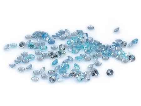Lotto misto topazi blu, taglio brillante, diametro 4-3.5mm