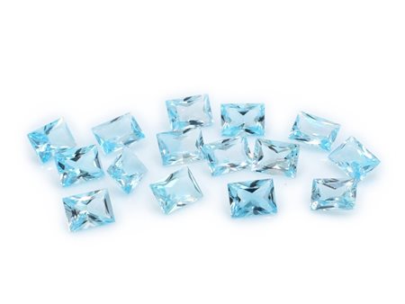 Lotto di Topazi blu, forma rettangolare, misure  6x8