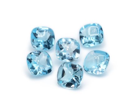 Lotto di topazi blu, forma quadrata, taglio buff top, misure  12x12