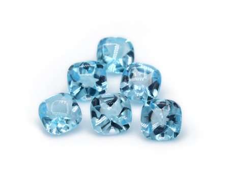 Lotto di topazi blu, forma quadrata, taglio buff top, misure  12x12