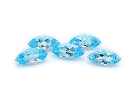 Lotto di topazi blu, taglio marquise, misure 10x20