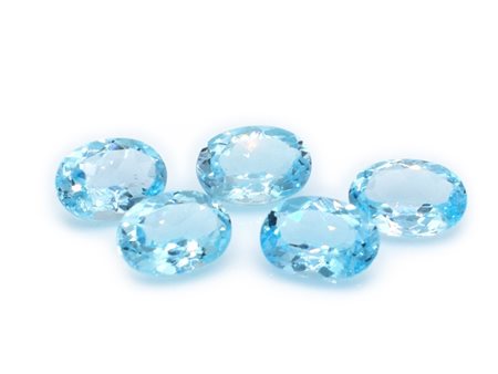 Lotto topazi blu, forma ovale, misure 10x14 mm