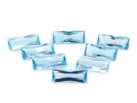 Lotto topazi blu, forma rettangolare, misure 7x18 mm