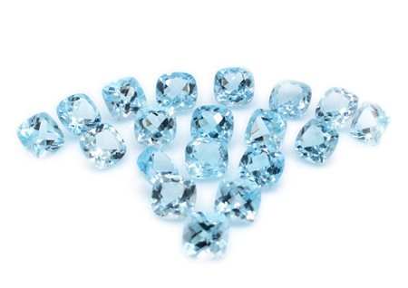 Lotto topazi blu, forma quardata, misure 10x10