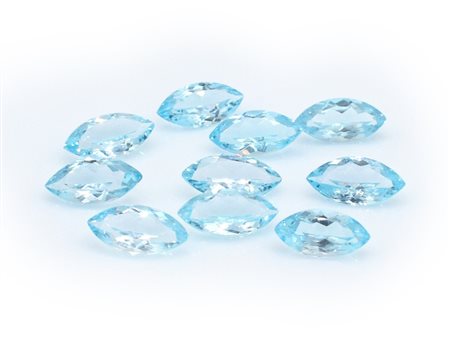Lotto topazi blu, taglio marquise misure 7x14 mm