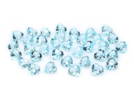 Lotto topazi blu, taglio cuore, misure  8x8 mm