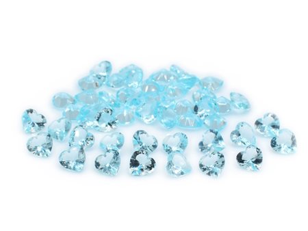 Lotto topazi blu, taglio cuore, misure  8x8 mm