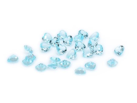 Lotto topazi blu, taglio cuore, misure  8x8 mm