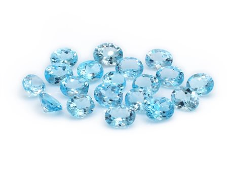 Lotto topazi blu, forma ovale, misure 9x11mm