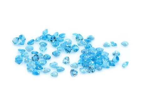 Lotto topazi blu, taglio cuore, misure 4x4 mm