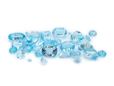 Lotto di topazi blu, forme e misure miste