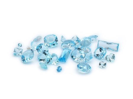 Lotto di topazi blu, forme e misure miste