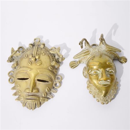 Two African brass masks