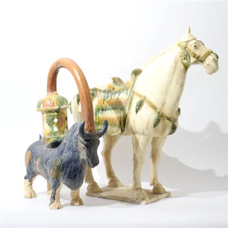 Two Chinese pottery animals