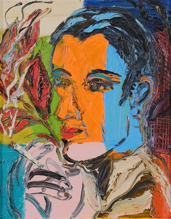 HUNT SLONEM
Rudi smoking (Valentino), 2000