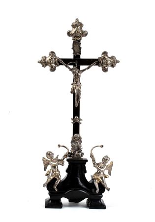 Antonio Russo Crocifisso italiano in argento e legno Napoli, 1824-1832...