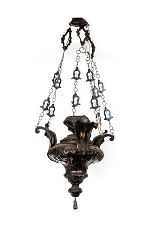 Lampada liturgica italiana in argento Genova, 1778 Altezza 95 cm, diametro 36...